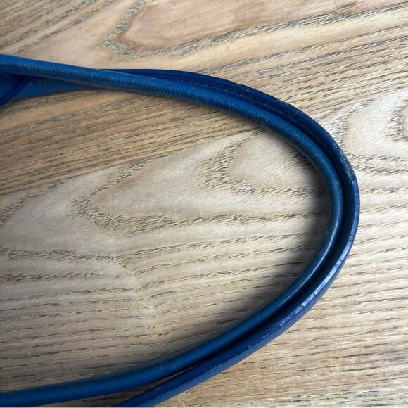 Michael Kors Canvas Leather Trimmed Large Tote Travel Bag Ivory Navy Blue - Picture 9 of 16